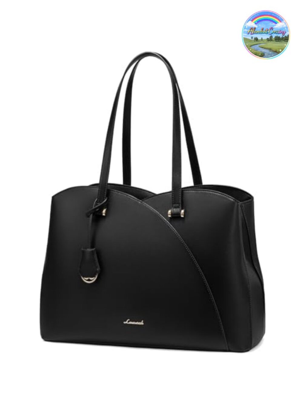 Laptop Tote Bag for Women PU Leather Briefcase Fits 15.6 Inch